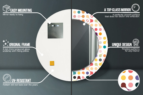 Espejo redondo con decoración Inconsútil multicolor