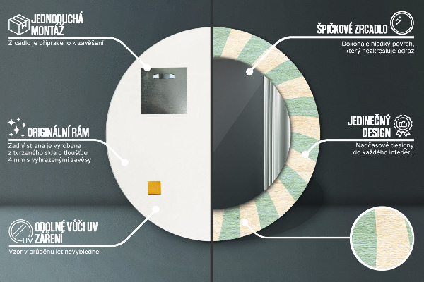 Espejo redondo con decoración Patrón retro pastel