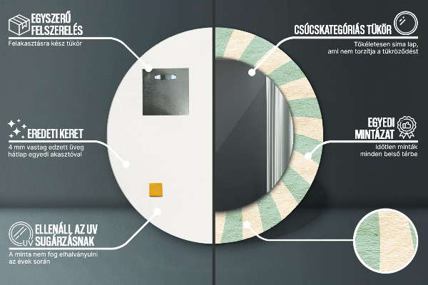 Espejo redondo con decoración Patrón retro pastel