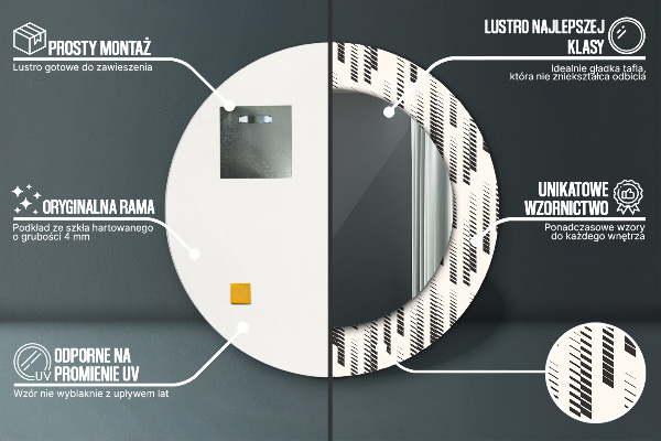 Espejo redondo con decoración Patrón de rayas