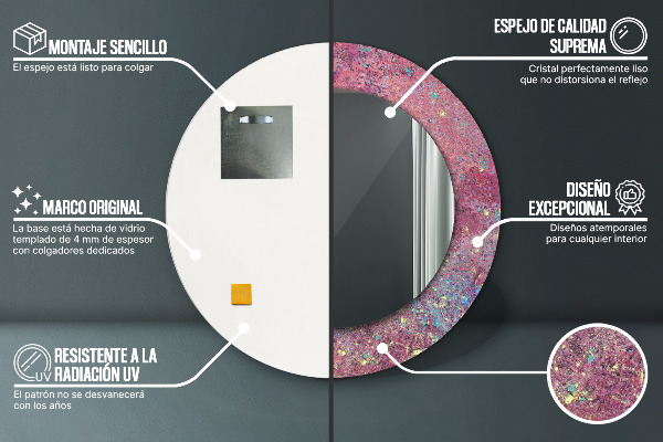 Espejo redondo impreso decorativo redondo Festival de colores