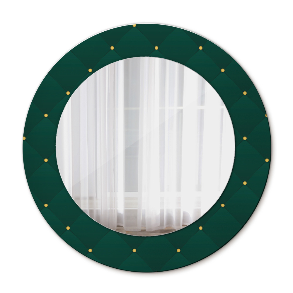 Espejo redondo marco estampado Plantilla de lujo verde
