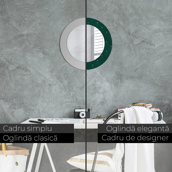 Espejo redondo marco estampado Plantilla de lujo verde