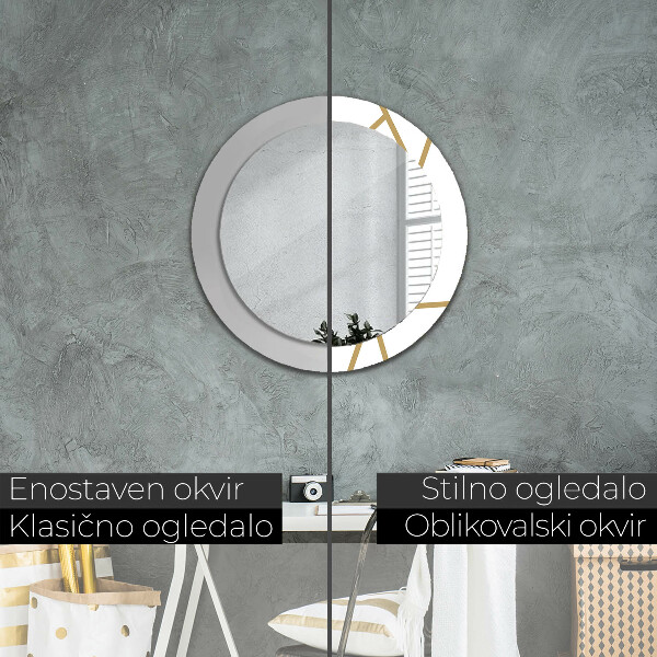 Espejo redondo marco estampado Composición lineal