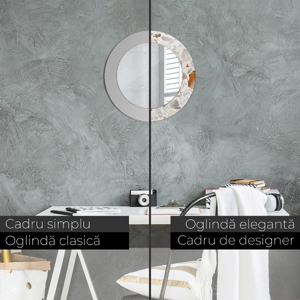 Espejo redondo marco estampado Fondo de terrazo