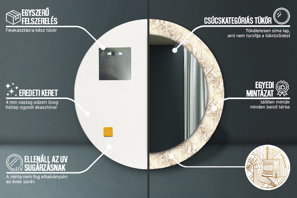 Espejo redondo impreso decorativo redondo Composición art déco