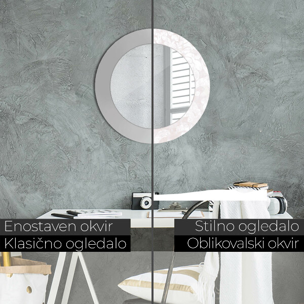 Espejo redondo con decoración Delicada textura rococó