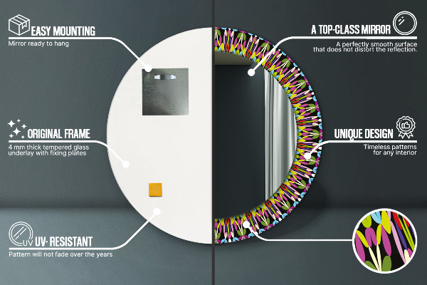 Espejo redondo marco estampado Patrón de mandala psicodélico