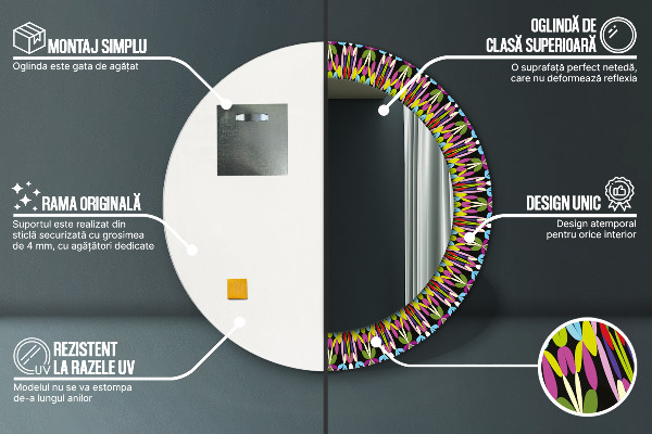 Espejo redondo marco estampado Patrón de mandala psicodélico