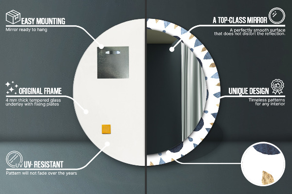 Espejo redondo marco con estampado decorativo Mandala luna