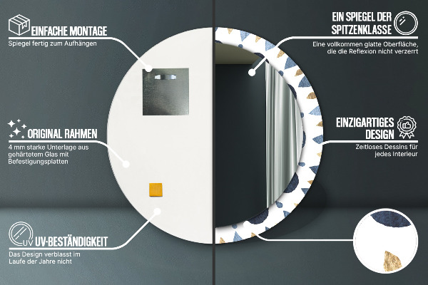 Espejo redondo marco con estampado decorativo Mandala luna