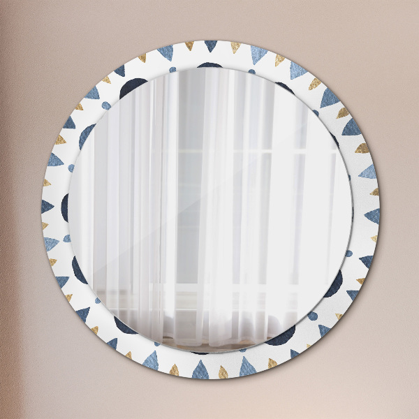 Espejo redondo marco con estampado decorativo Mandala luna