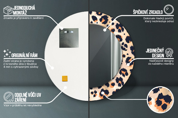 Espejo redondo con decoración Patrón salvaje