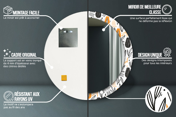 Espejo redondo con decoración Patrón de papaya