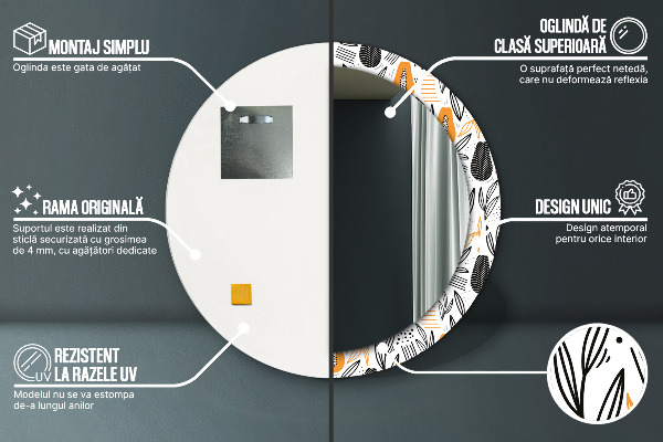 Espejo redondo con decoración Patrón de papaya