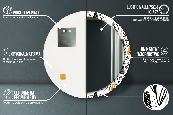 Espejo redondo con decoración Patrón de papaya