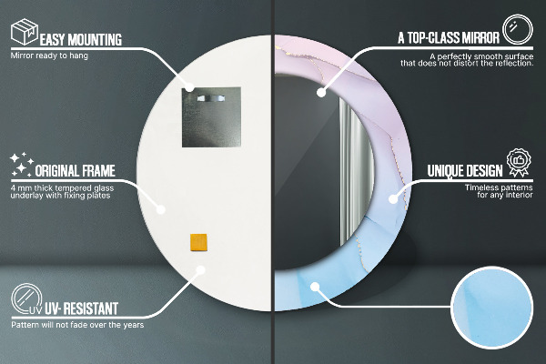 Espejo redondo con decoración Textura de mármol moderno