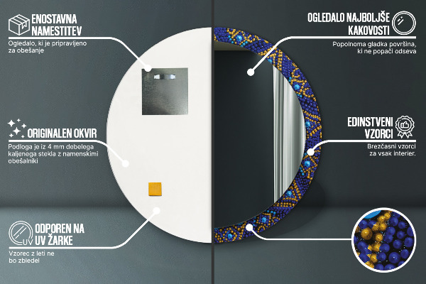 Espejo redondo con decoración Composición decorativa