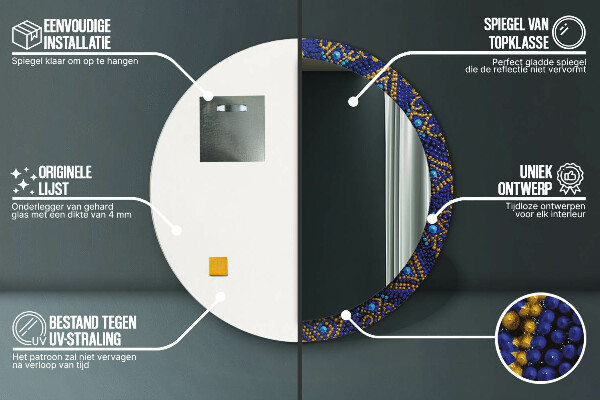 Espejo redondo con decoración Composición decorativa