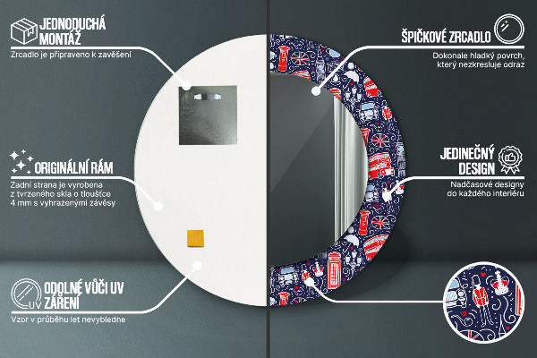 Espejo redondo impreso decorativo redondo El símbolo de londres