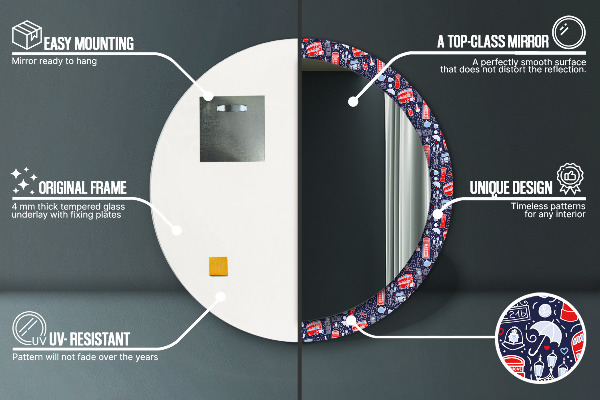 Espejo redondo impreso decorativo redondo El símbolo de londres