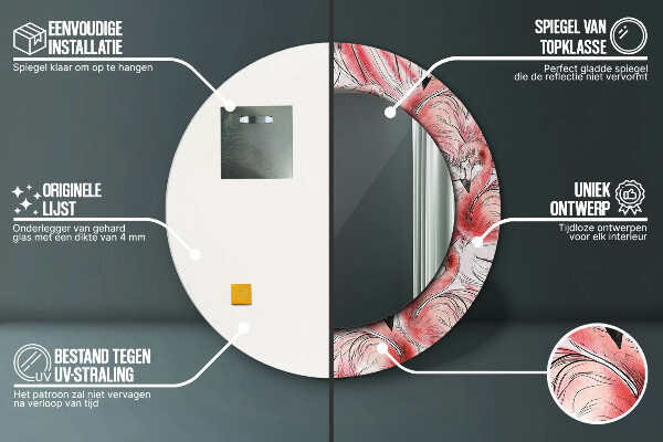 Espejo redondo impreso decorativo redondo Patrón de flamenco