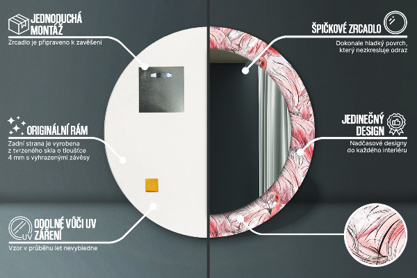 Espejo redondo impreso decorativo redondo Patrón de flamenco