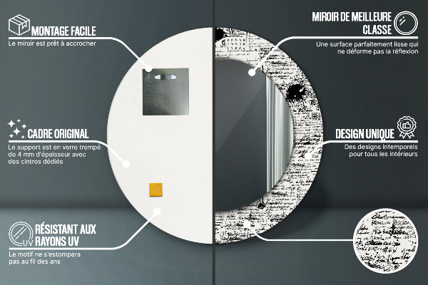 Espejo ścienne decorativo redondo Garabato, patrón