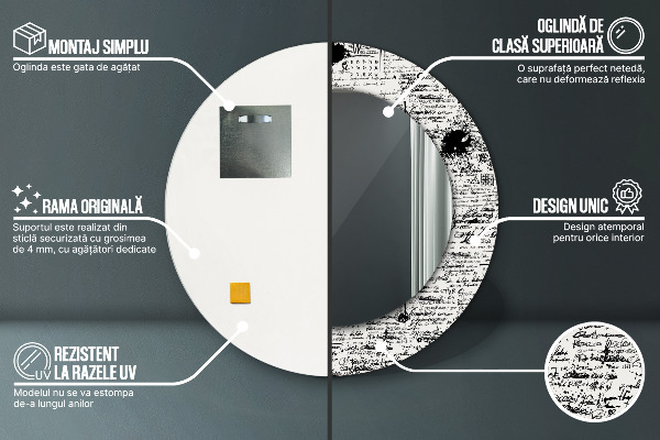 Espejo ścienne decorativo redondo Garabato, patrón