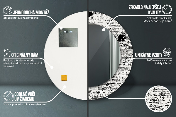 Espejo ścienne decorativo redondo Garabato, patrón