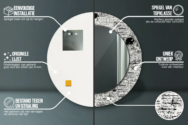 Espejo ścienne decorativo redondo Garabato, patrón