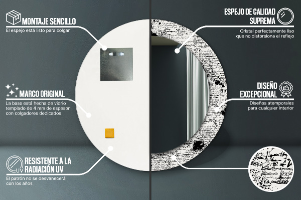 Espejo ścienne decorativo redondo Garabato, patrón