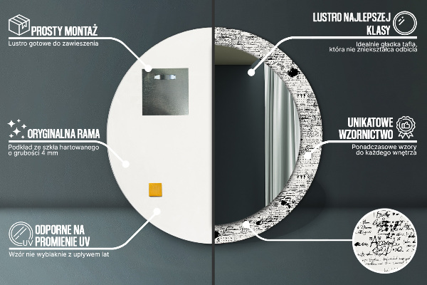 Espejo ścienne decorativo redondo Garabato, patrón