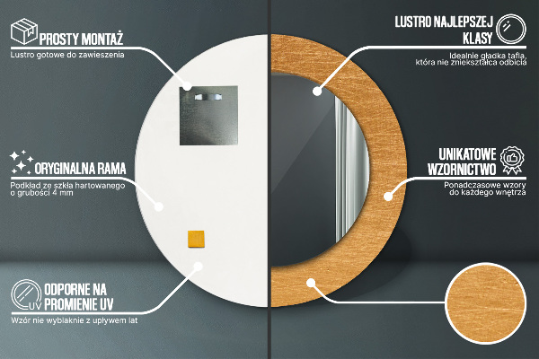 Espejo redondo impreso decorativo redondo Superficie metálica