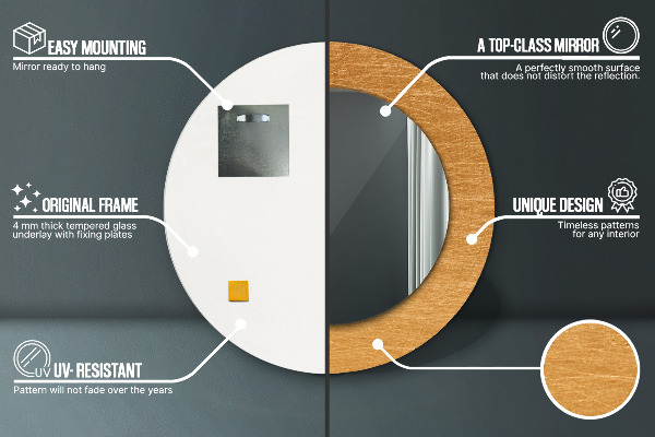 Espejo redondo impreso decorativo redondo Superficie metálica