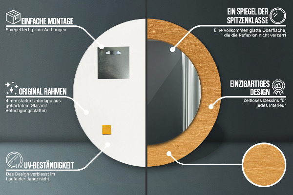 Espejo redondo impreso decorativo redondo Superficie metálica