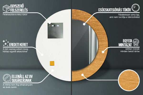 Espejo redondo impreso decorativo redondo Superficie metálica