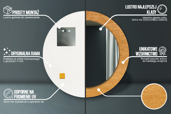 Espejo redondo impreso decorativo redondo Superficie metálica