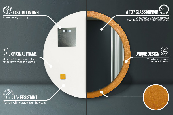 Espejo redondo impreso decorativo redondo Superficie metálica