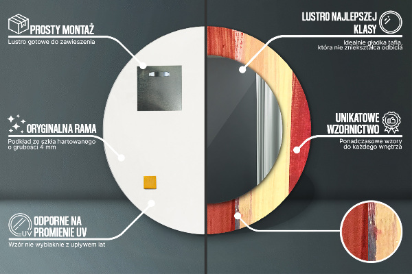 Espejo redondo marco estampado Imagen abstracta