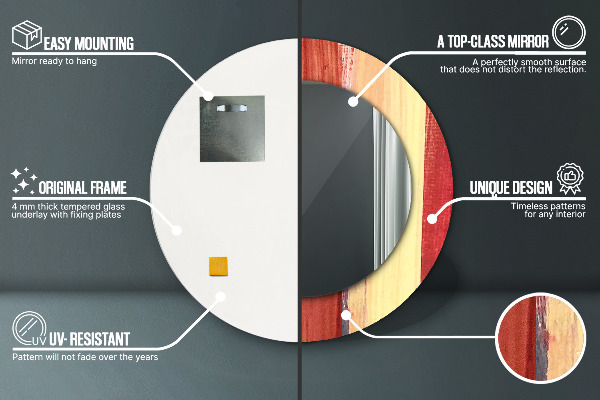 Espejo redondo marco estampado Imagen abstracta