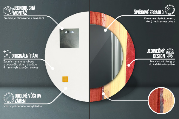 Espejo redondo marco estampado Imagen abstracta