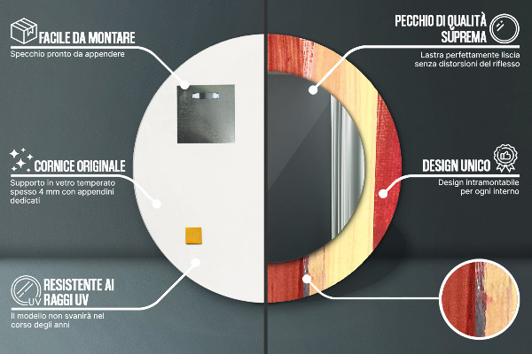 Espejo redondo marco estampado Imagen abstracta