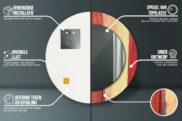 Espejo redondo marco estampado Imagen abstracta