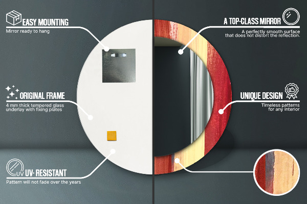 Espejo redondo marco estampado Imagen abstracta