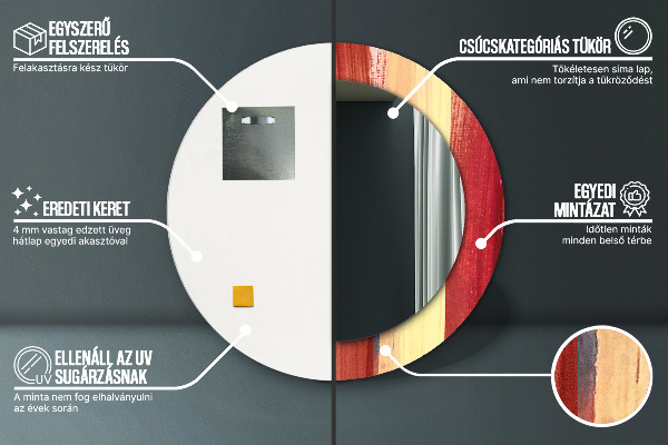 Espejo redondo marco estampado Imagen abstracta