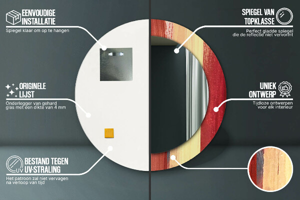 Espejo redondo marco estampado Imagen abstracta