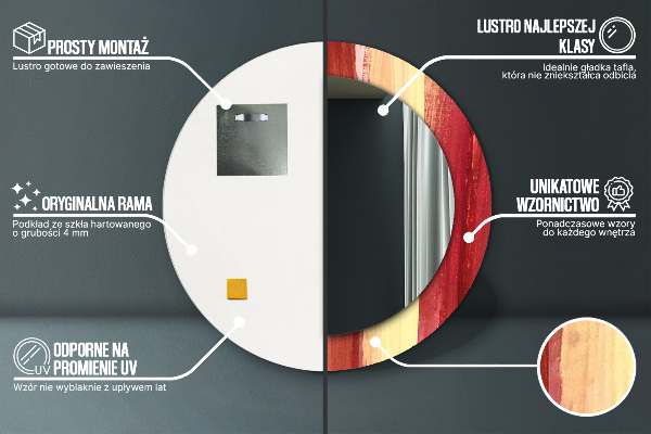 Espejo redondo marco estampado Imagen abstracta