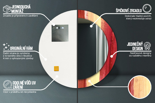 Espejo redondo marco estampado Imagen abstracta