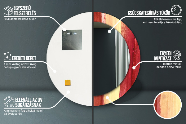 Espejo redondo marco estampado Imagen abstracta